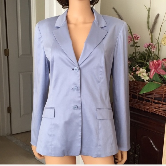 Talbots silk cotton periwinkle blazers - Picture 3 of 8